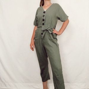 Green button jumpsuit